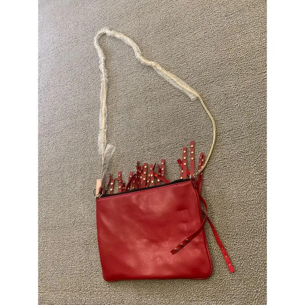 VICTORIA'S‎ SECRET Women Red Gold Fringe Crossbody Bag